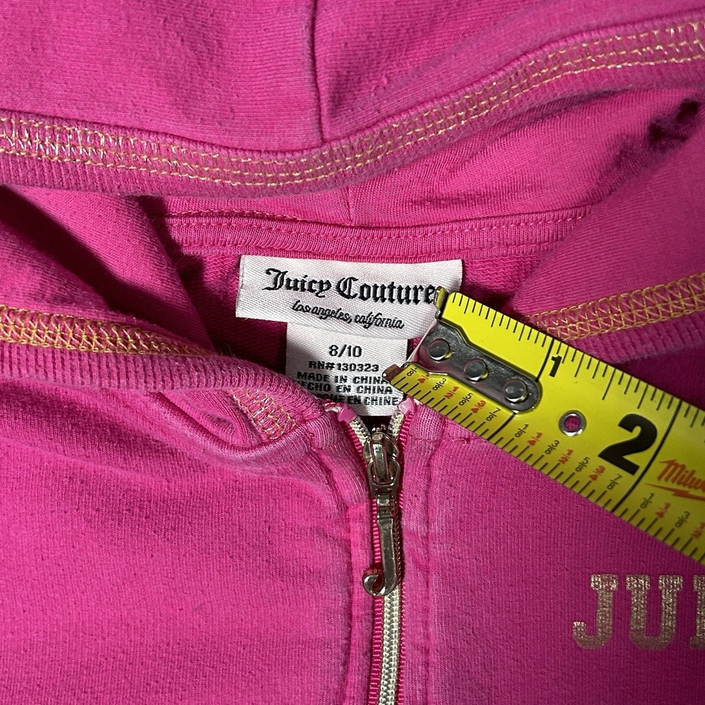 Juicy Couture Hoodie YOUTH Girls Size 8/10 Pink Y2K Full Zip Double Sided - Picture 2 of 15